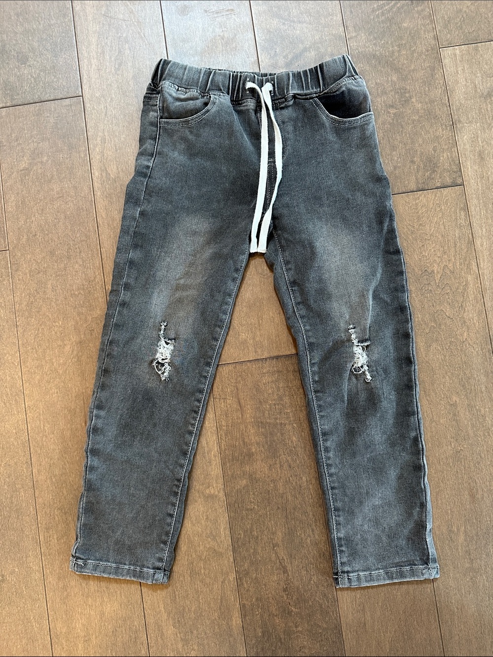 Little Bipsy Black Washed Distressed Drawstring Jeans